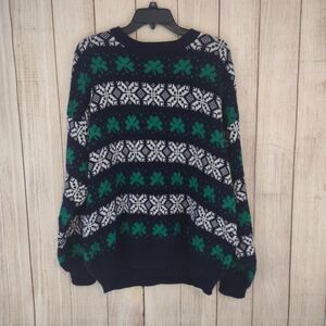 Emerald vintage Fair isle Celtic Irish Shamrock sweater made in Ireland large